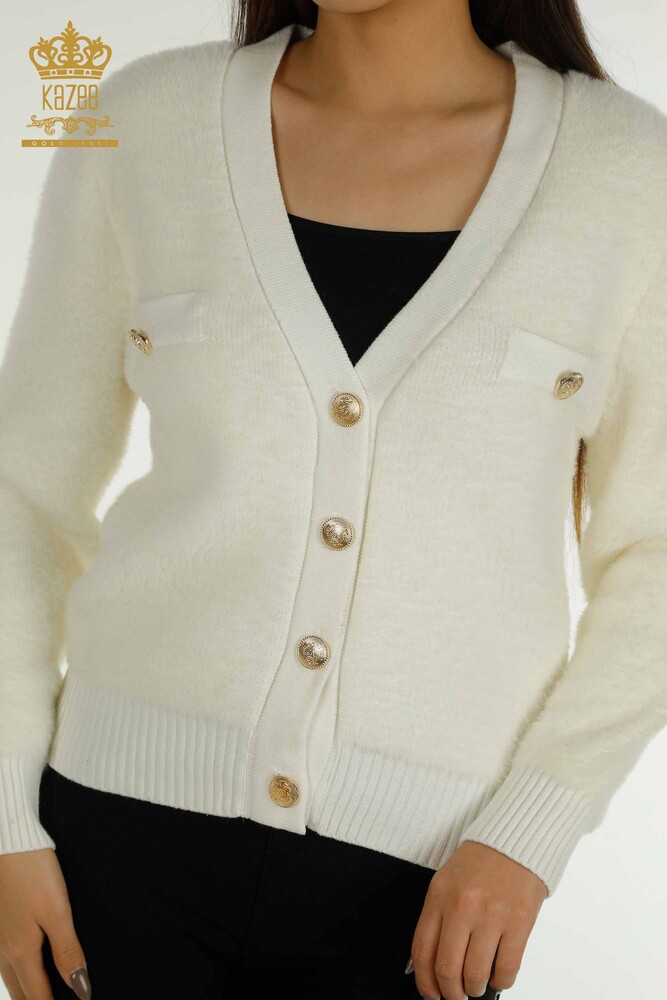 All'ingrosso Cardigan da donna - Bottoni dettagliati - Ecru - 30626 | KAZEE - 2