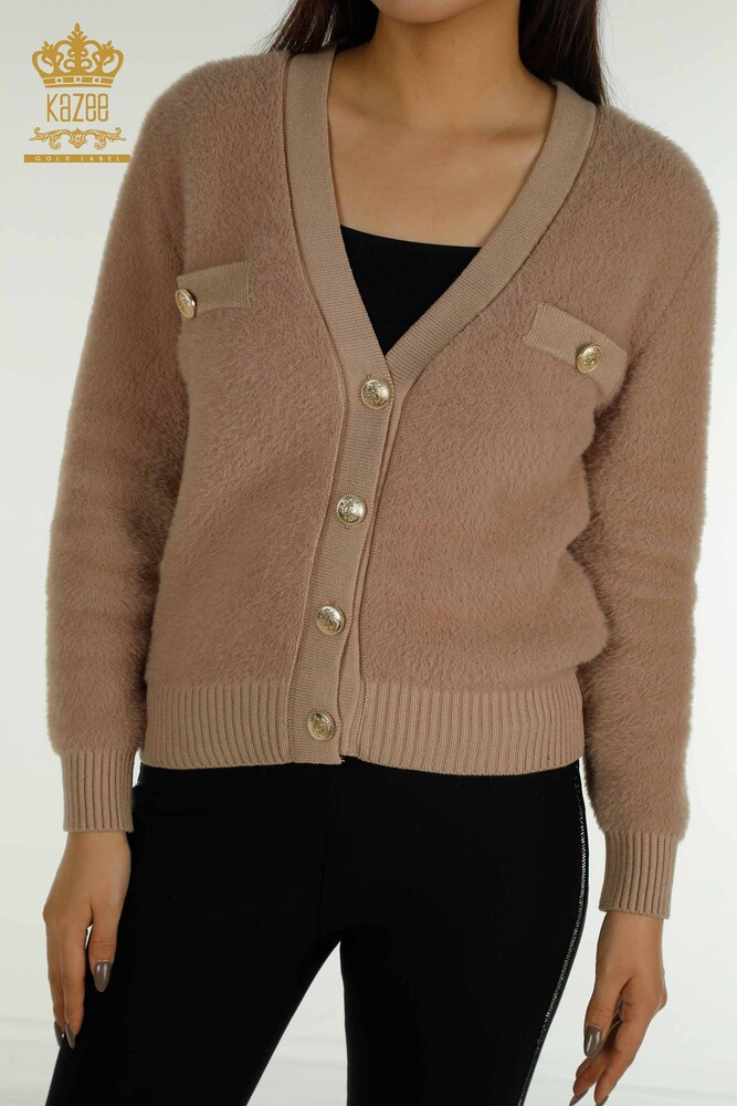 All'ingrosso Cardigan da donna - Bottoni dettagliati - Visone - 30626 | KAZEE - 2