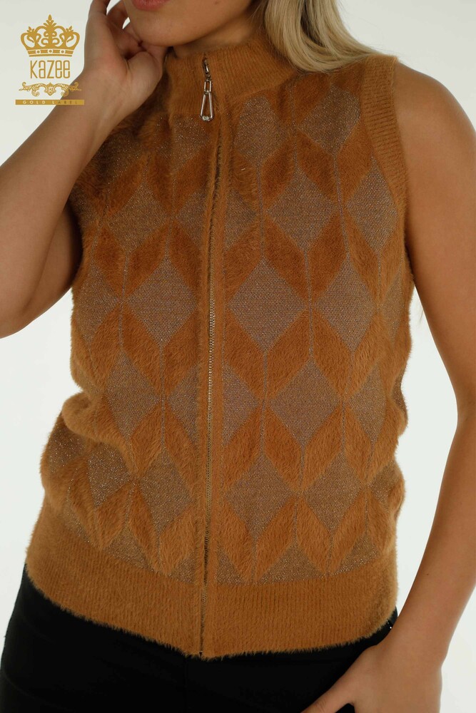 All'ingrosso Cardigan da donna - Cerniera - Marrone chiaro - 30211 | KAZEE - 3