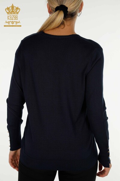 All'ingrosso Cardigan da donna - Manica Bottoni dettagliati - Blu navy - 30136 | KAZEE - 7