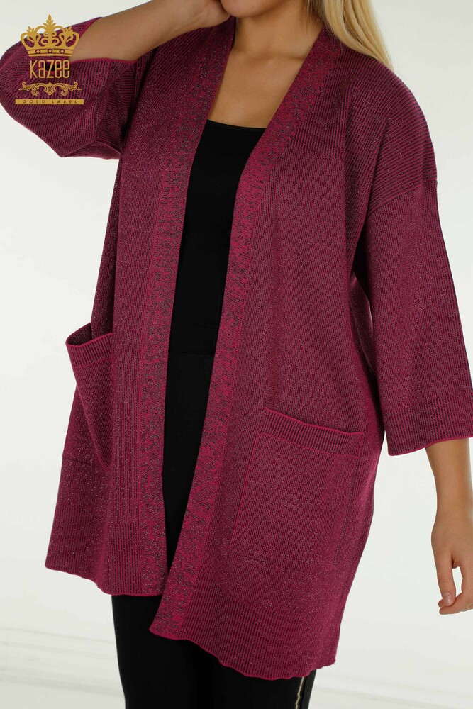 Cardigan da donna all'ingrosso - Shimmer - Fucsia - 30135 | KAZEE - 2
