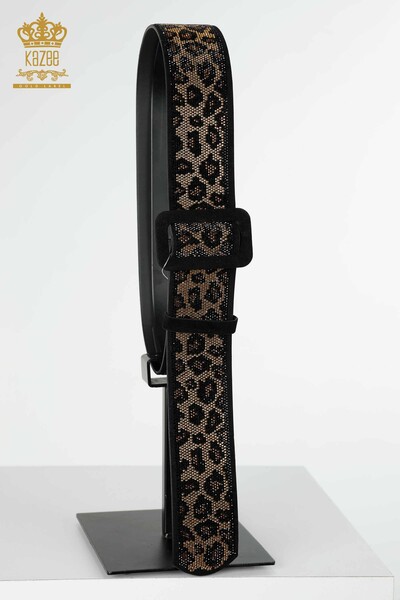 All'ingrosso Cintura da donna - Leopardo Pietra ricamata - Nero - 509 | KAZEE - Thumbnail