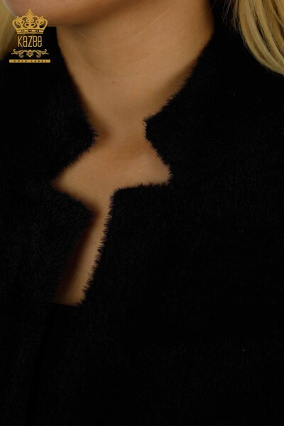 All'ingrosso Cardigan in Angora da donna - Cravatta Dettagliato - Nero - 30269 | KAZEE - Thumbnail