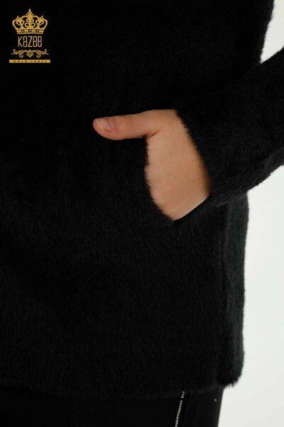 All'ingrosso Cardigan in Angora da donna - Cravatta Dettagliato - Nero - 30269 | KAZEE - 5