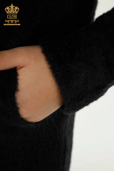 All'ingrosso Cardigan in Angora da donna - Cravatta Dettagliato - Nero - 30269 | KAZEE - 6