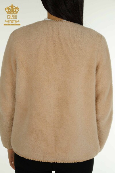 All'ingrosso Cardigan in Angora da donna - Tasche dettagliate - Beige - 30799 | KAZEE - 8