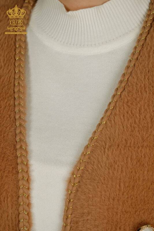 All'ingrosso Cardigan in Angora da donna - Tasche dettagliate - Visone - 30799 | KAZEE