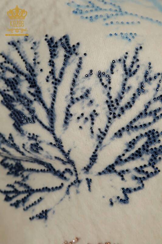 All'ingrosso Maglione di maglieria in angora da donna - Stampato a foglie - Digitale - 40015 | KAZEE