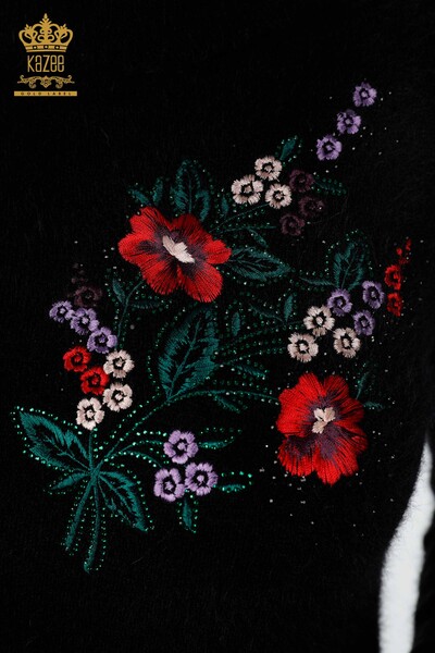 İngrosso Tunica Angora da donna - Con tasche - Dettaglio fiore - Maniche ricamate - 18870 | KAZEE - Thumbnail