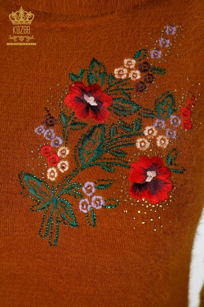 İngrosso Tunica Angora da donna - Con tasche - Dettaglio fiore - Maniche ricamate - 18870 | KAZEE - Thumbnail