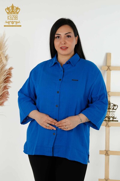 Commercio all'ingrosso Sax dettagliato del polsino-bottone della camicia delle donne - 20403 | KAZEE - Thumbnail