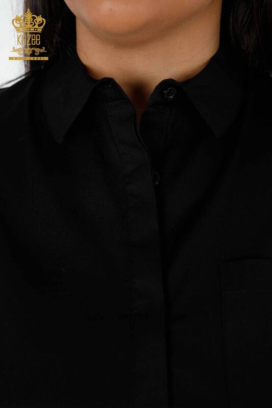 All'ingrosso Camicie da donna - Tasca dettagliata Pietra colorata ricamata - Modellato - 20127 | KAZEE