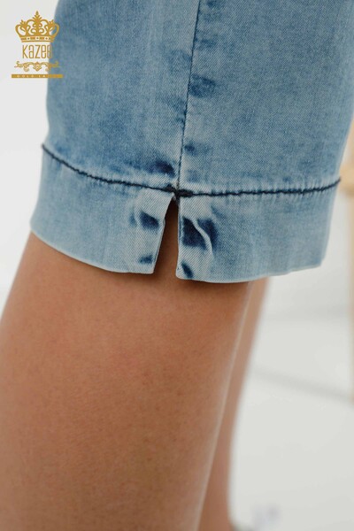 All'ingrosso Capri da donna - Pietra ricamata - Cintura - Blu - 3504 | KAZEE - 5