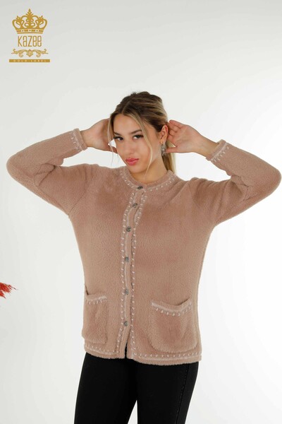 All'ingrosso Cardigan da donna - Angora - Due tasche - Beige - 30371 | KAZEE 