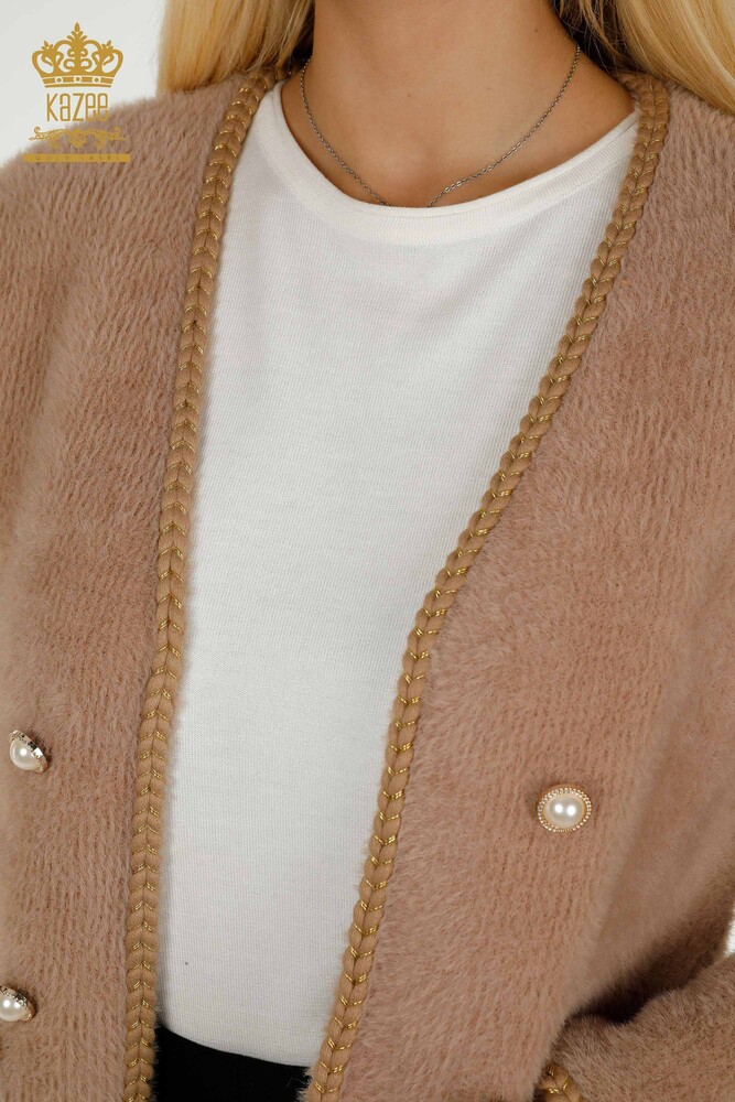 All'ingrosso Cardigan da donna - Angora - Tasca - Visone - 30263 | KAZEE - 3