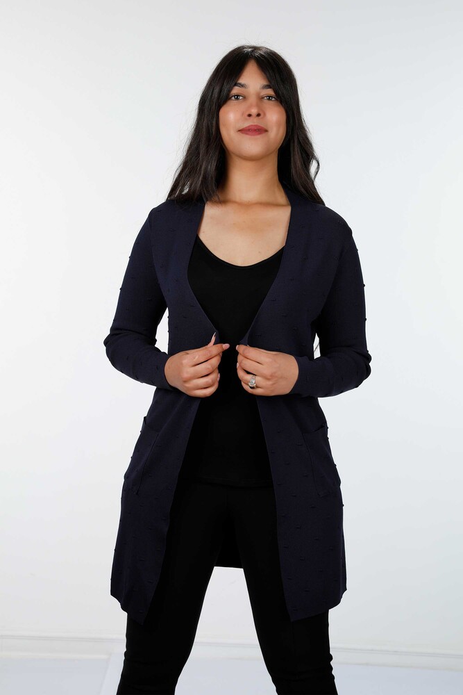 All'ingrosso Cardigan da donna - Dettagli a pois - Tasche - Lungo - Viscosa - 15698 | KAZEE - 6