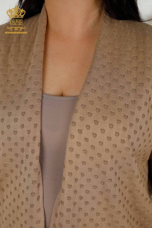 All'ingrosso Cardigan da donna - Dettagli tascabili - Beige - 30056 | KAZEE
