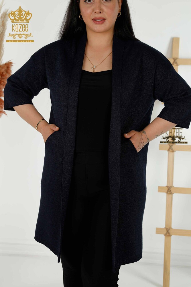All'ingrosso Cardigan da donna - tasca dettagliata - blu navy - 30047 | KAZEE - 2