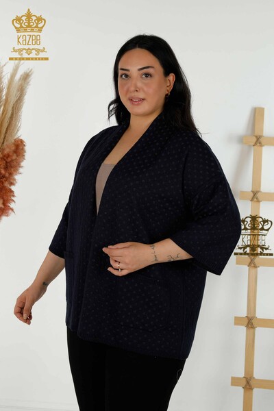 All'ingrosso Cardigan da donna - tasca dettagliata - blu navy - 30056 | KAZEE 