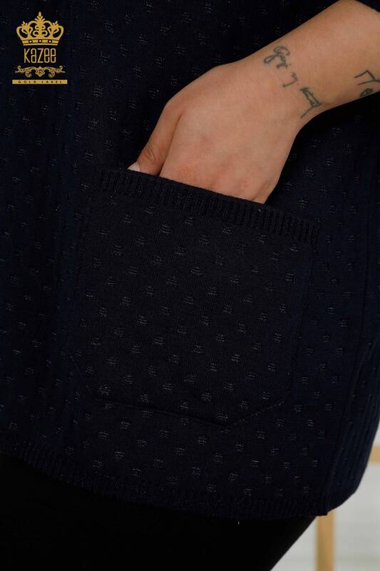 All'ingrosso Cardigan da donna - tasca dettagliata - blu navy - 30056 | KAZEE