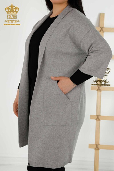 All'ingrosso Cardigan da donna - tasca dettagliata - grigio - 30047 | KAZEE - Thumbnail