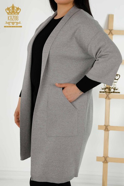 All'ingrosso Cardigan da donna - tasca dettagliata - grigio - 30047 | KAZEE - 3