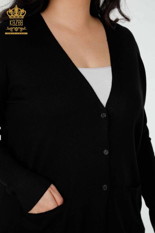 All'ingrosso Cardigan da donna - tasca dettagliata - nero - 15802 | KAZEE