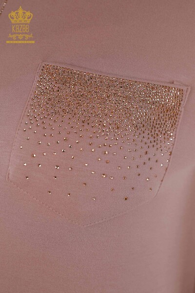 All'ingrosso Set tuta da donna - Tasche - Pietra ricamata - Rosa - 20398 | KAZEE - 5