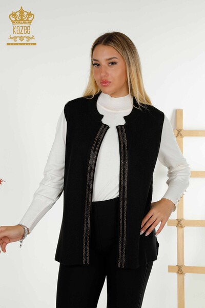 All'ingrosso Gilet da donna - Cristallo Pietra Ricamato - Nero - 30606 | KAZEE 
