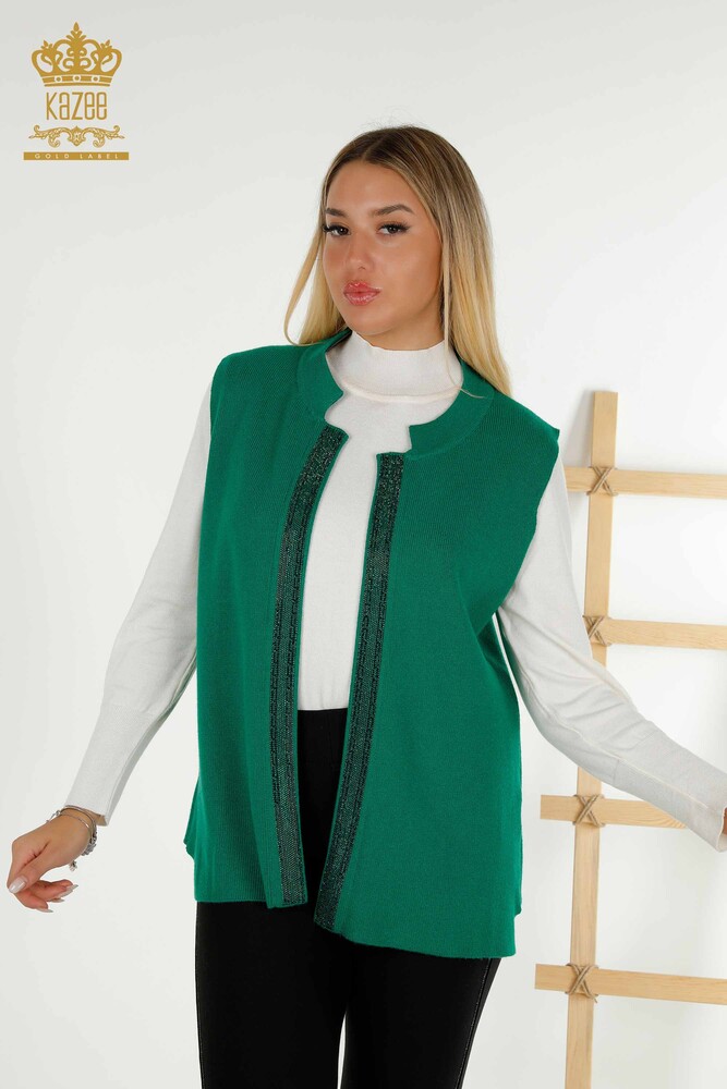 All'ingrosso Gilet da donna - Cristallo Pietra Ricamato - Verde - 30606 | KAZEE - 1