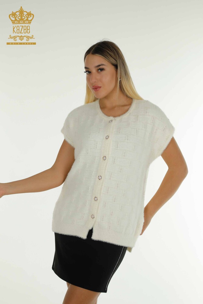 All'ingrosso Gilet da donna - Perline Dettagli - Senza maniche - Ecru - 30739 | KAZEE - 1