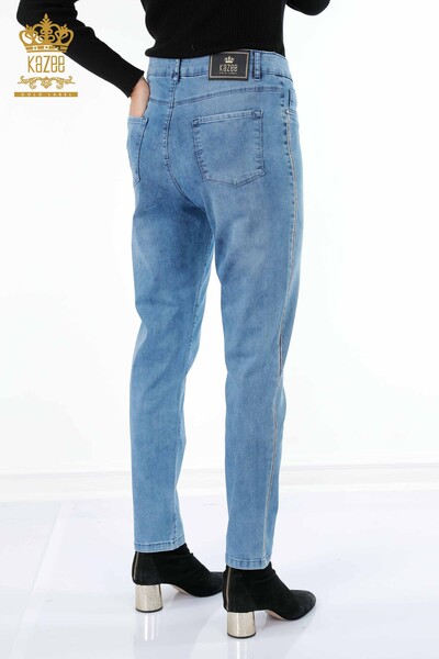 All'ingrosso Jeans da donna - Tasche dettagliate - Strisce - Cristallo Pietra ricamata - 3556 | KAZEE - Thumbnail
