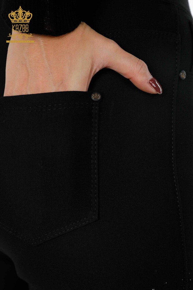 All'ingrosso Pantaloni Leggings da donna Lati ricamati floreali Pietre ricamate - 3642 | KAZEE - 9