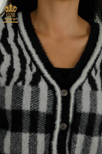 All'ingrosso Cardigan lungo da donna - Angora - Due colori - Nero ecru - 30587 | KAZEE - 3