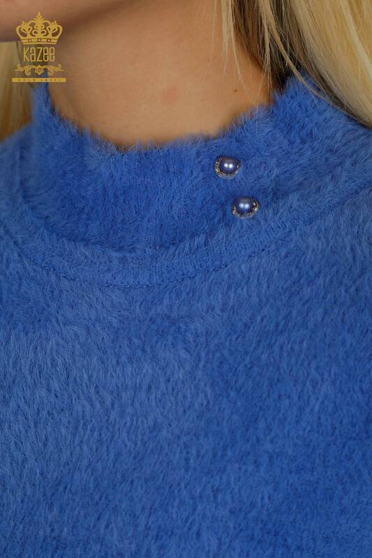 All'ingrosso Maglieria da donna maglione - Angora - Bottoni dettagliati - Sax - 30667 | KAZEE