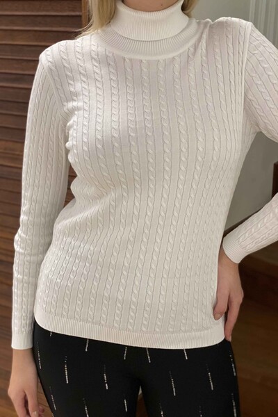 Maglieria da donna all'ingrosso maglione dolcevita lavorato a maglia basic - 15224 | KAZEE - Thumbnail