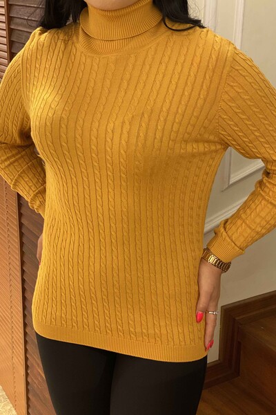 Maglieria da donna all'ingrosso maglione dolcevita lavorato a maglia basic - 15224 | KAZEE - Thumbnail