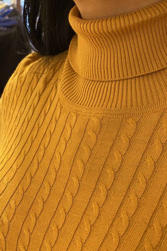 Maglieria da donna all'ingrosso maglione dolcevita lavorato a maglia basic - 15224 | KAZEE