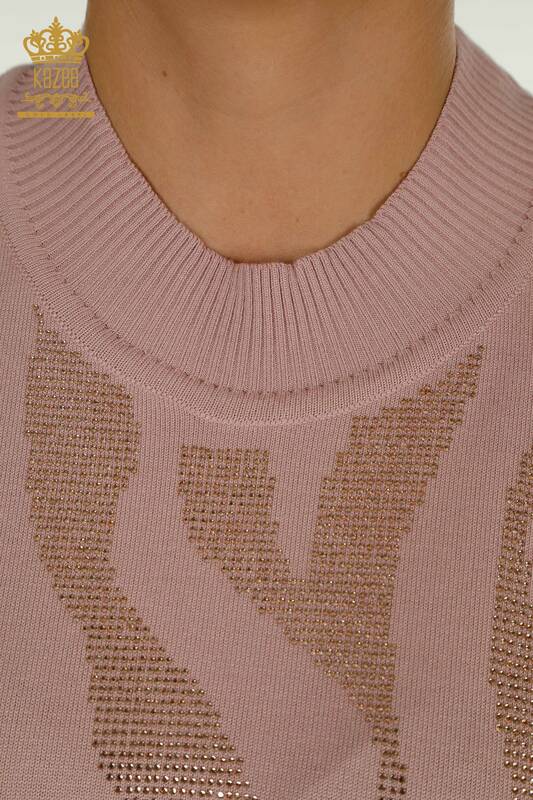 All'ingrosso Maglione di maglieria da donna - colletto rialzato - cipria - 30670 | KAZEE