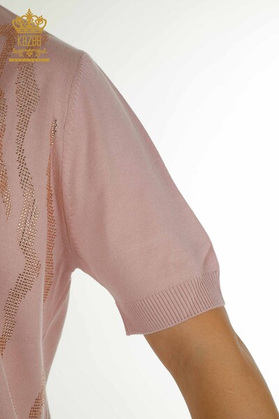All'ingrosso Maglione di maglieria da donna - colletto rialzato - cipria - 30670 | KAZEE - Thumbnail