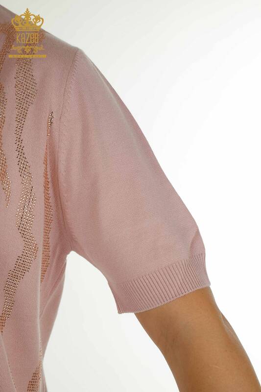 All'ingrosso Maglione di maglieria da donna - colletto rialzato - cipria - 30670 | KAZEE