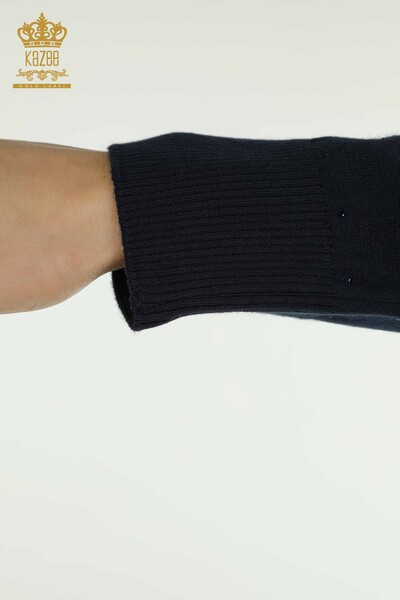 All'ingrosso Maglione di maglieria da donna - ricamato - blu navy - 30892 | KAZEE - 7