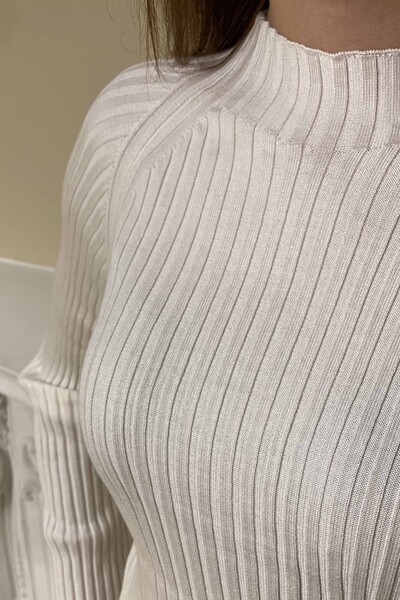 Maglieria da donna all'ingrosso maglione a righe collo alto basic - 16204 | KAZEE - Thumbnail