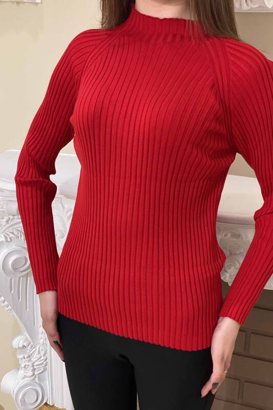 Maglieria da donna all'ingrosso maglione a righe collo alto basic - 16204 | KAZEE