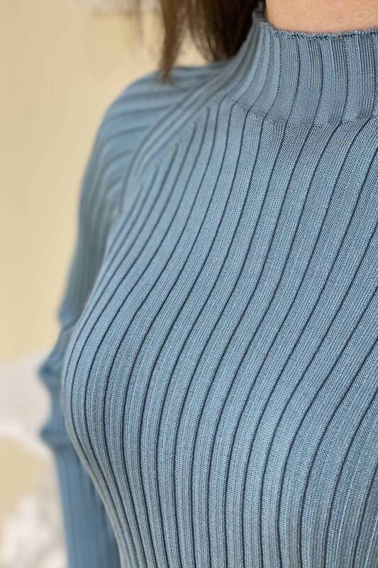 Maglieria da donna all'ingrosso maglione a righe collo alto basic - 16204 | KAZEE