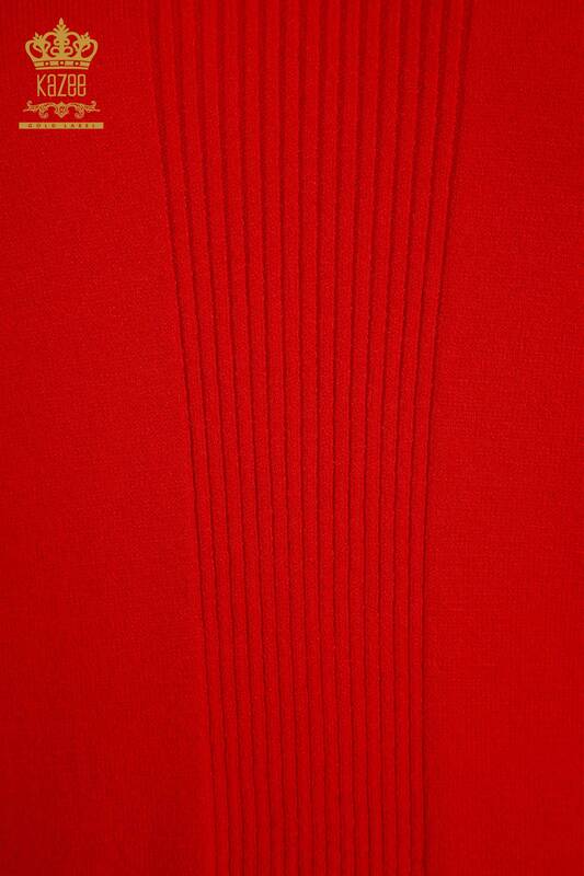 All'ingrosso Maglione di maglieria da donna - Spacco Dettaglio - Rosso - 30193 | KAZEE