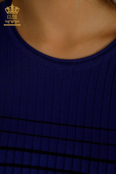 All'ingrosso Maglione di maglieria da donna - Spalle dettagliate - Saks-Nero - 30079 | KAZEE - Thumbnail