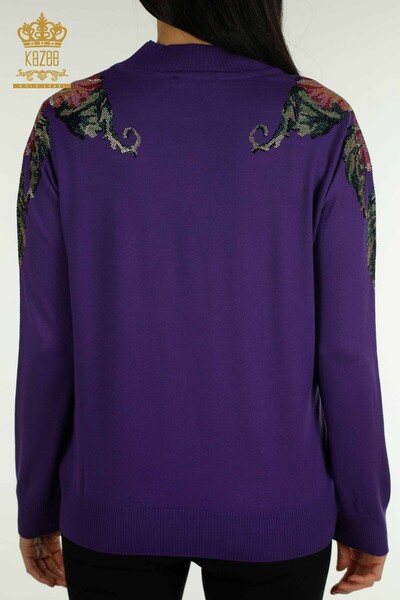 All'ingrosso Maglieria da donna maglione - Spalla fiore dettagliato - viola - 30542 | KAZEE - Thumbnail