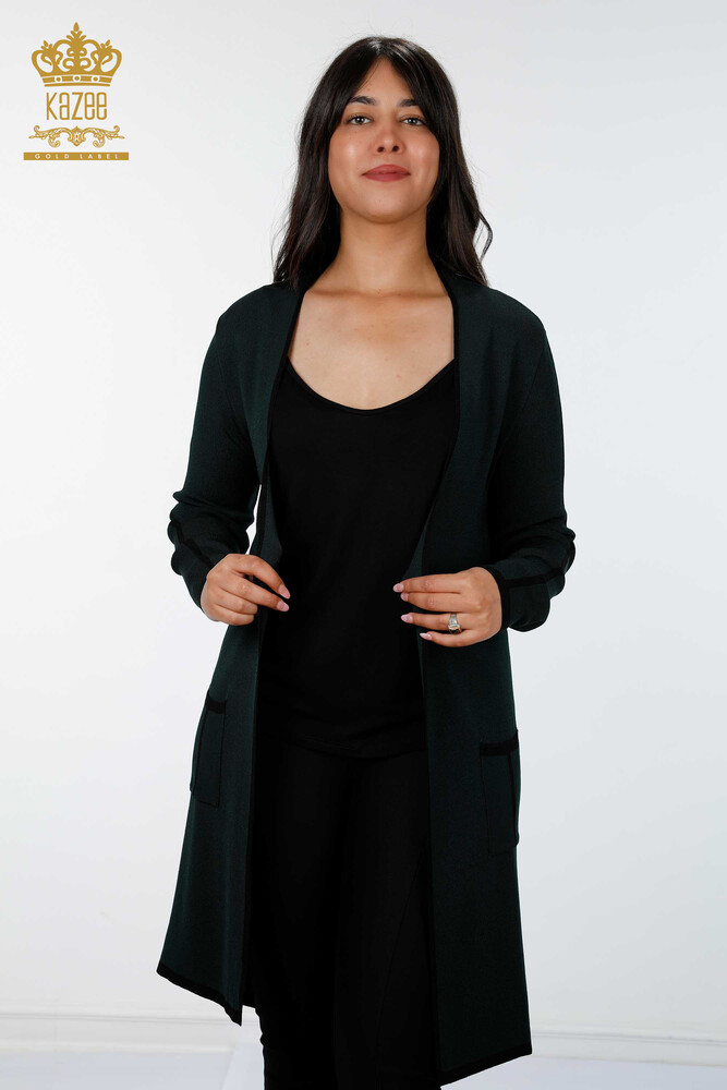 All'ingrosso Cardigan da donna - maniche lato a righe - tasca - 14269 | KAZEE - 18