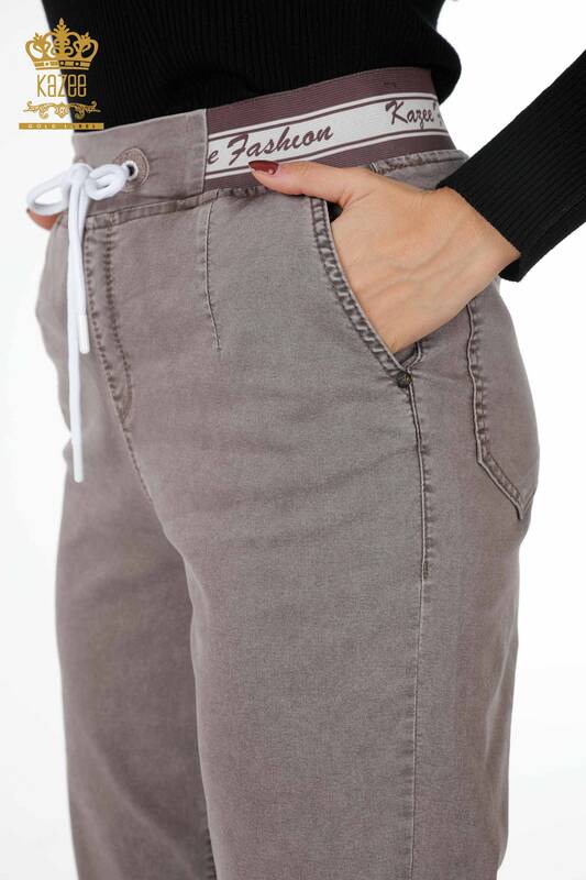 All'ingrosso Pantaloni da donna - Filo annodato - Dettaglio Kazee - Tasca - 3532 | KAZEE